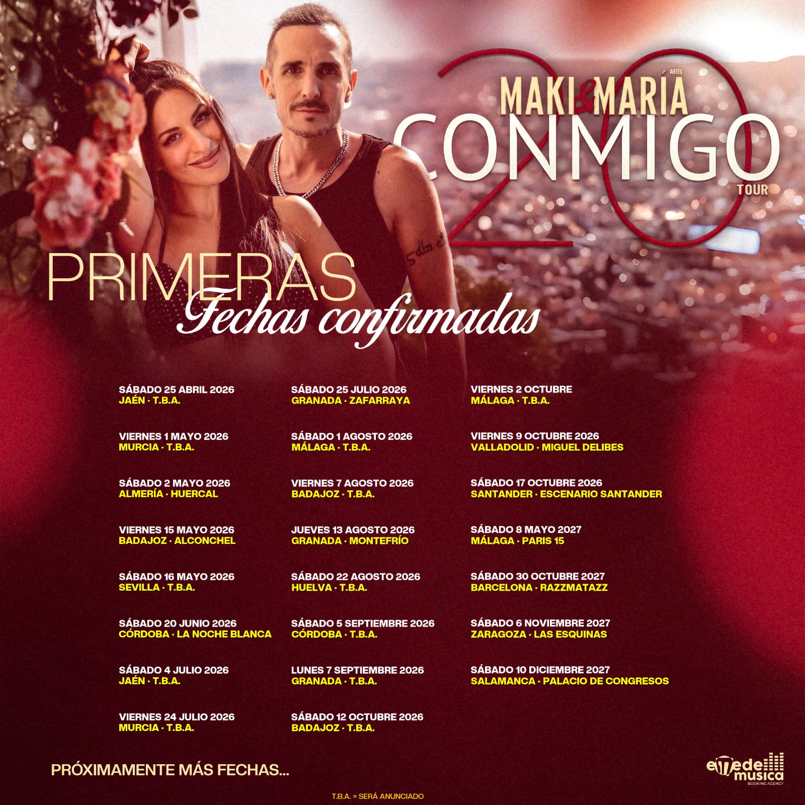fechas gira "20 conmigo" maki y maria artes contratacion emedemusica comprar entradas