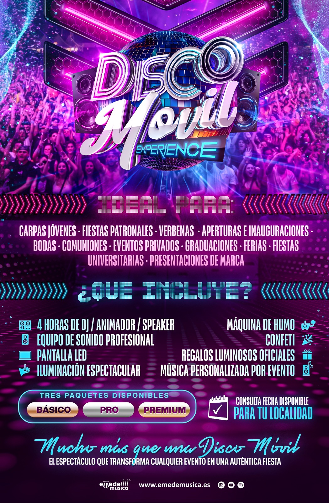 cartel fiesta dj´s disco movil barato ideal para eventos ferias graduaciones comuniones
